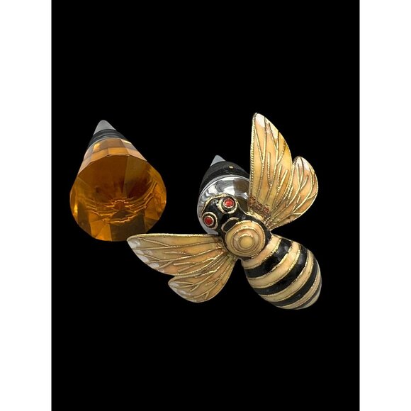 Pottery Barn Bee Wine Bottle Stoppers Enamel Amber Color Summer - Picture 12 of 16